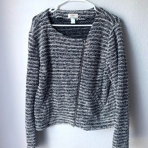 Ann Taylor Loft Houndstooth Zip-Up Jacket Blazer